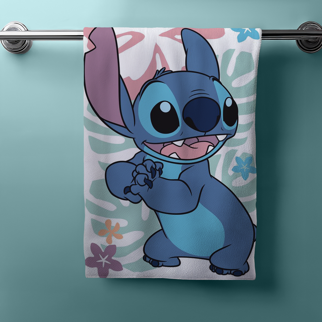 Disney LILO & STITCH Duschtuch Strandtuch Badetuch 70 x 140 cm hängt am Handtuchhalter