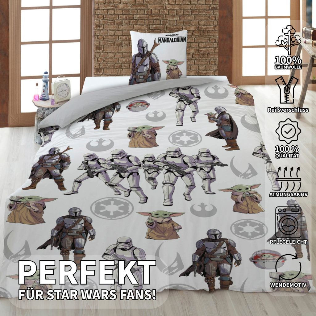 Star Wars Wende Bettwäsche Set 2 tlg. 135 x 200 cm 80 x 80cm