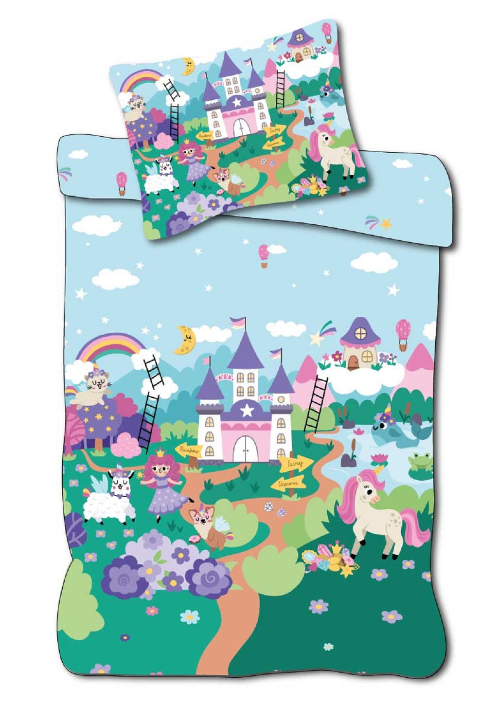Prinzessin Baby Bettwäsche mit Märchenschloss 100 x 135 cm