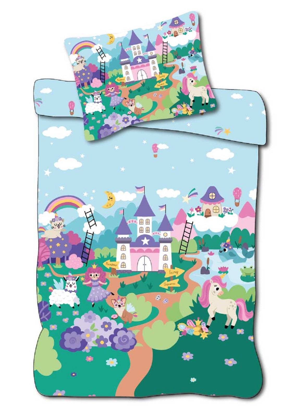 Prinzessin Baby Bettwäsche mit Märchenschloss 100 x 135 cm