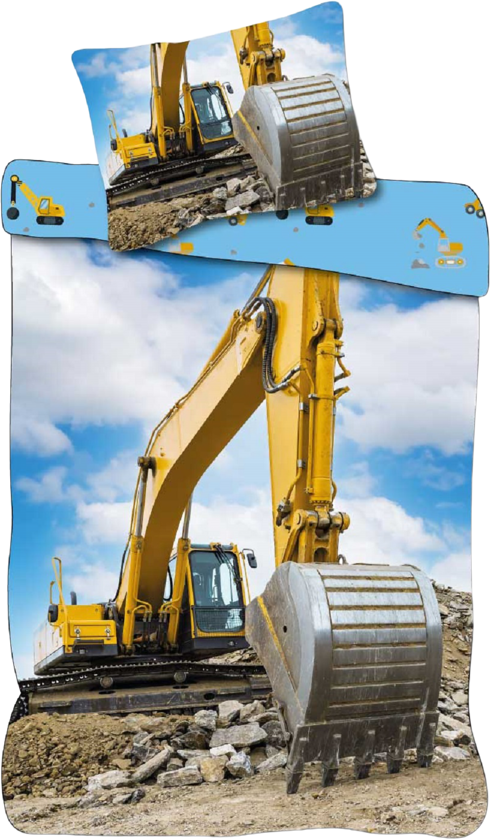 Baby Bettwäsche Kran Bagger LKW Baustelle 100 x 135 cm