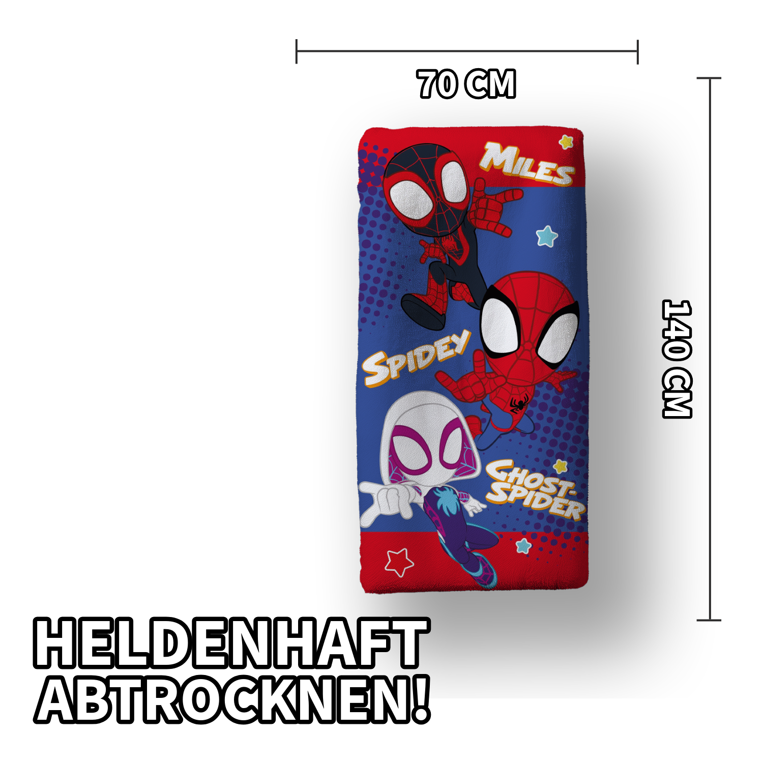 Spidey Duschtuch Badetuch Strandtuch 70 x 140 cm 100% Baumwolle Abmessungen