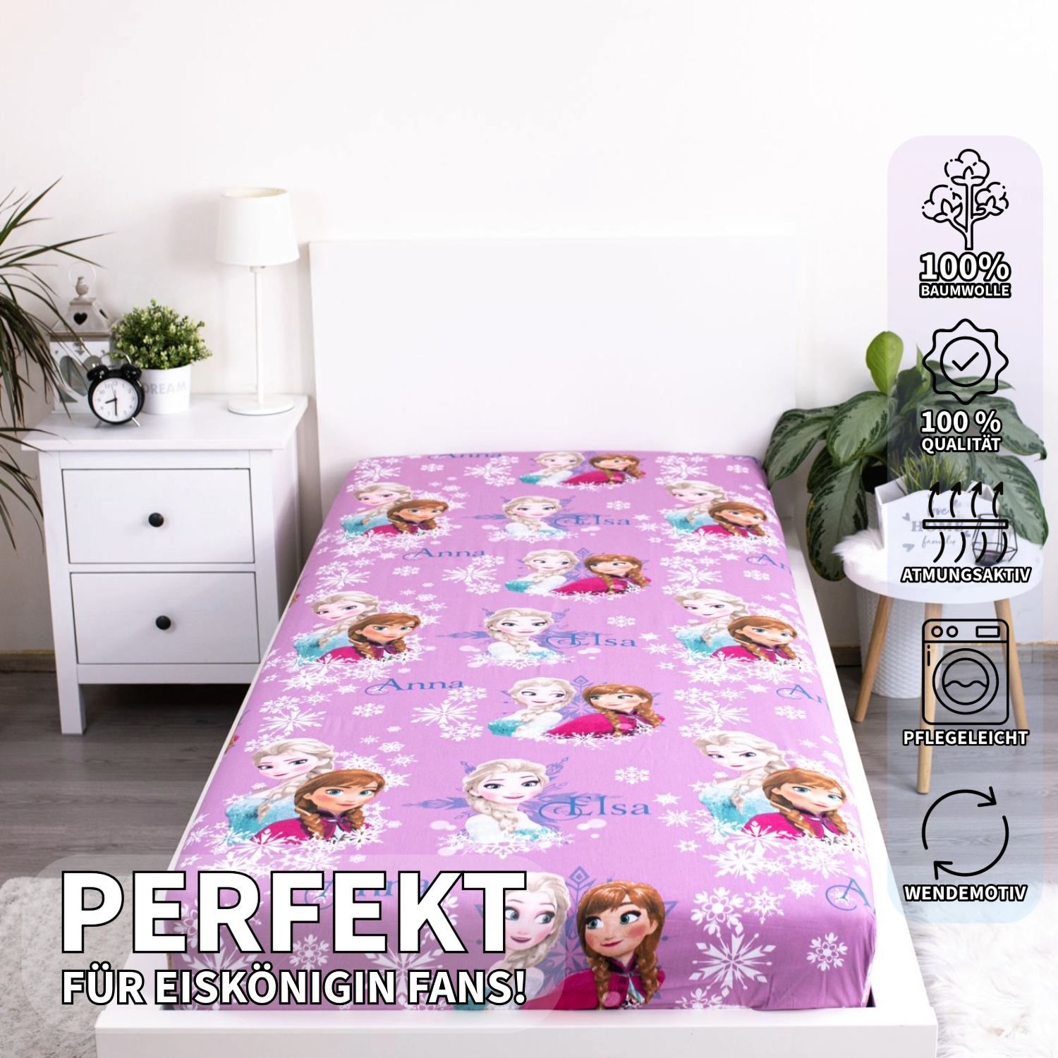 Spannbetttuch Spannbettlaken mit Gummizug  Disney Frozen 90 X 200 cm