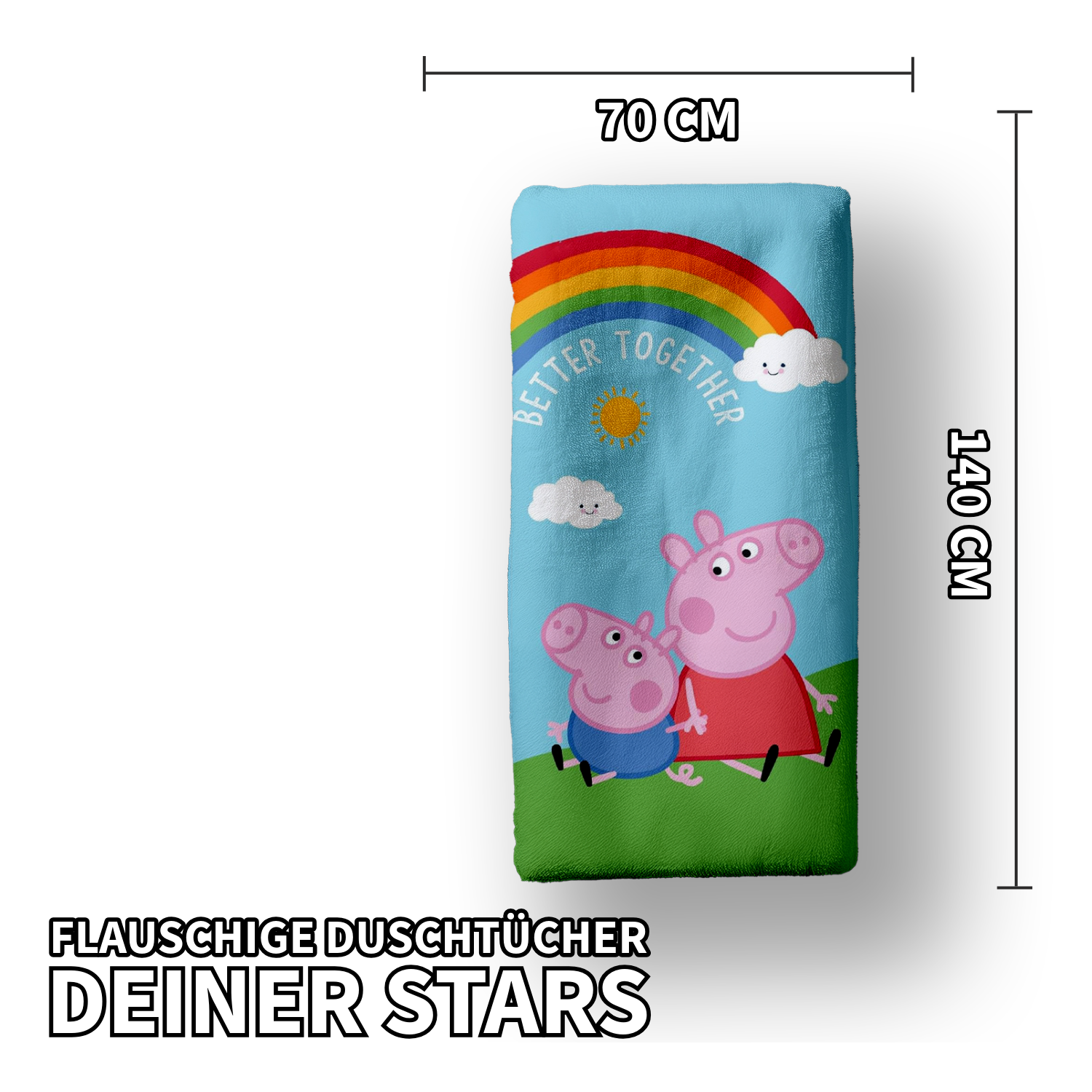 Peppa Pig Wutz Duschtuch Badetuch Strandtuch Velourstuch 70 x 140cm
