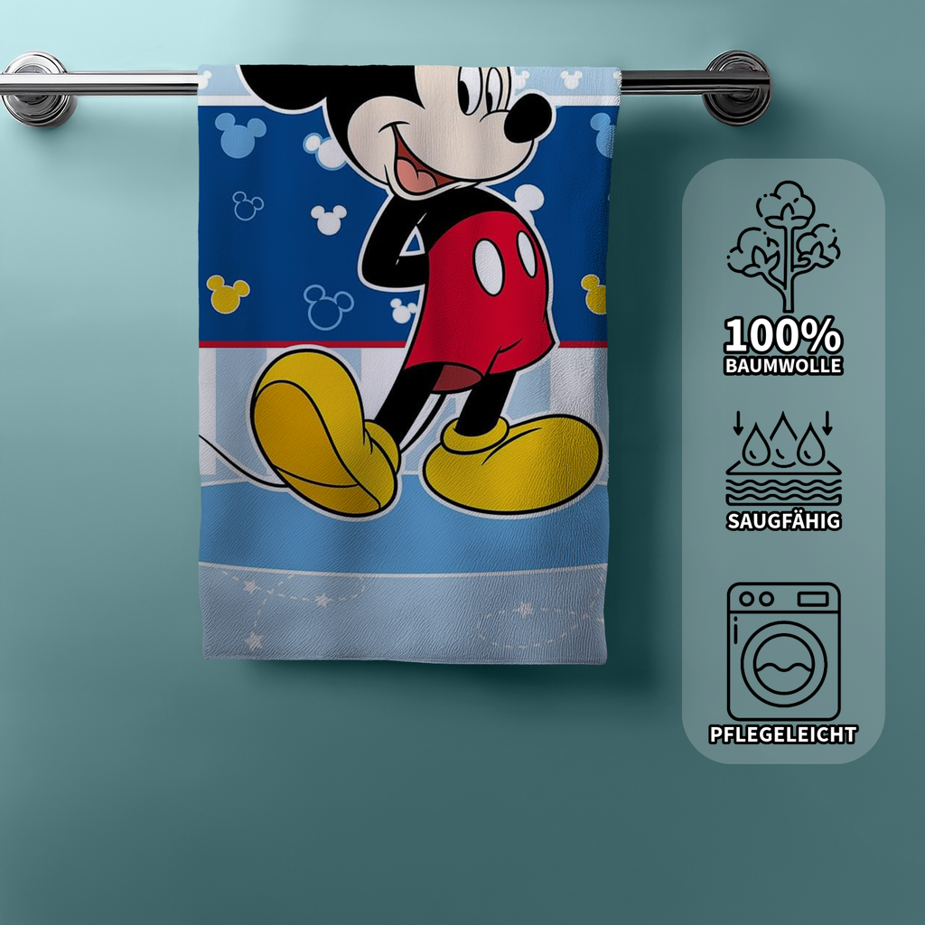 Disney Mickey Mouse Duschtuch Strandtuch Badetuch 70x140cm Baumwolle an einem Handtuchhalter mit Produkteigenschaften
