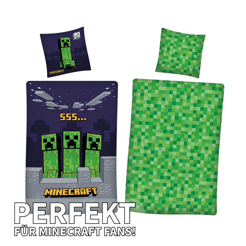 Minecraft Wende Bettwäsche Set 2 tlg. 135 x 200 cm 80 x 80cm