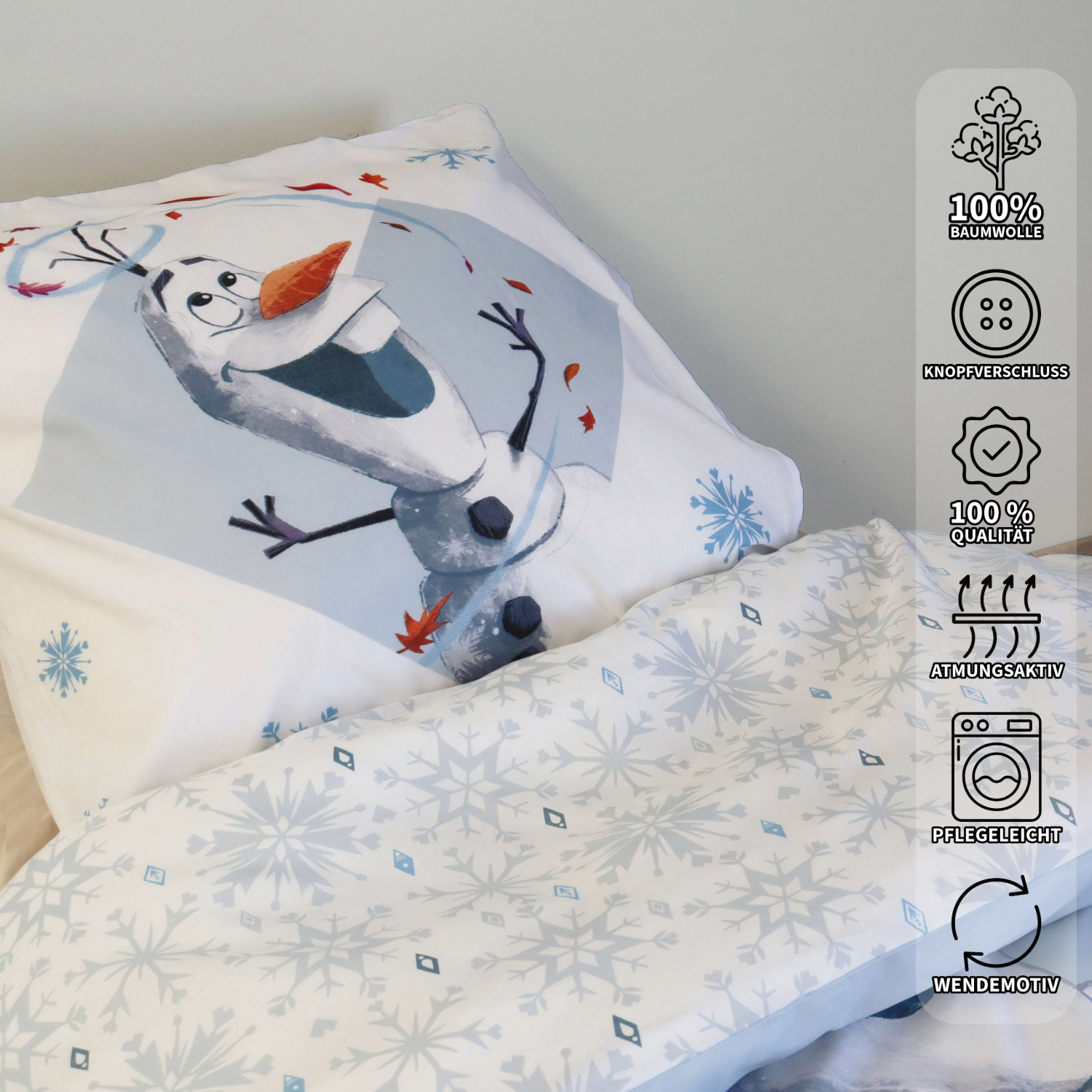 Disney Frozen Eiskönigin Bettwäsche Olaf Anna Elsa 135x200cm