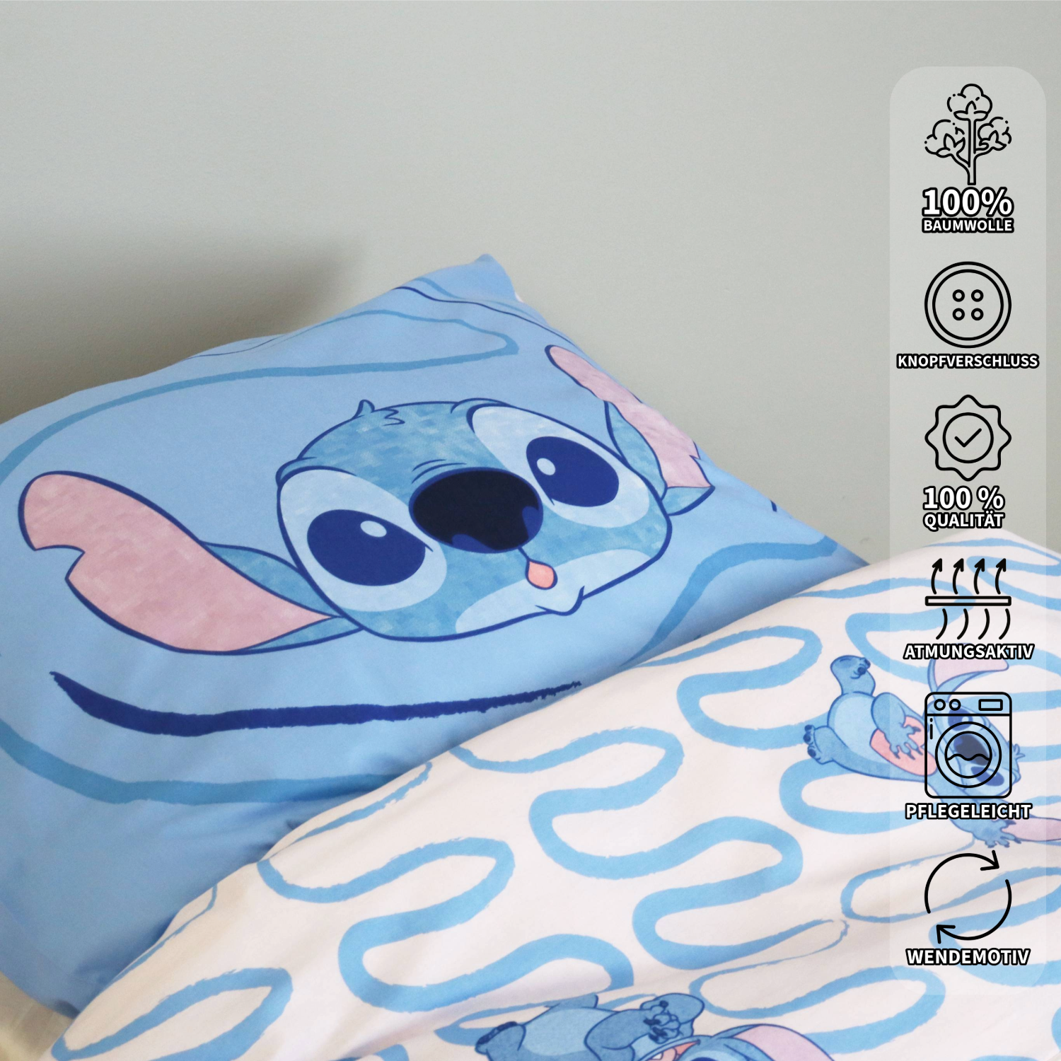 Disney Lilo & Stitch Bettwäsche Set "Be Kind" 135x200cm 80x80cm