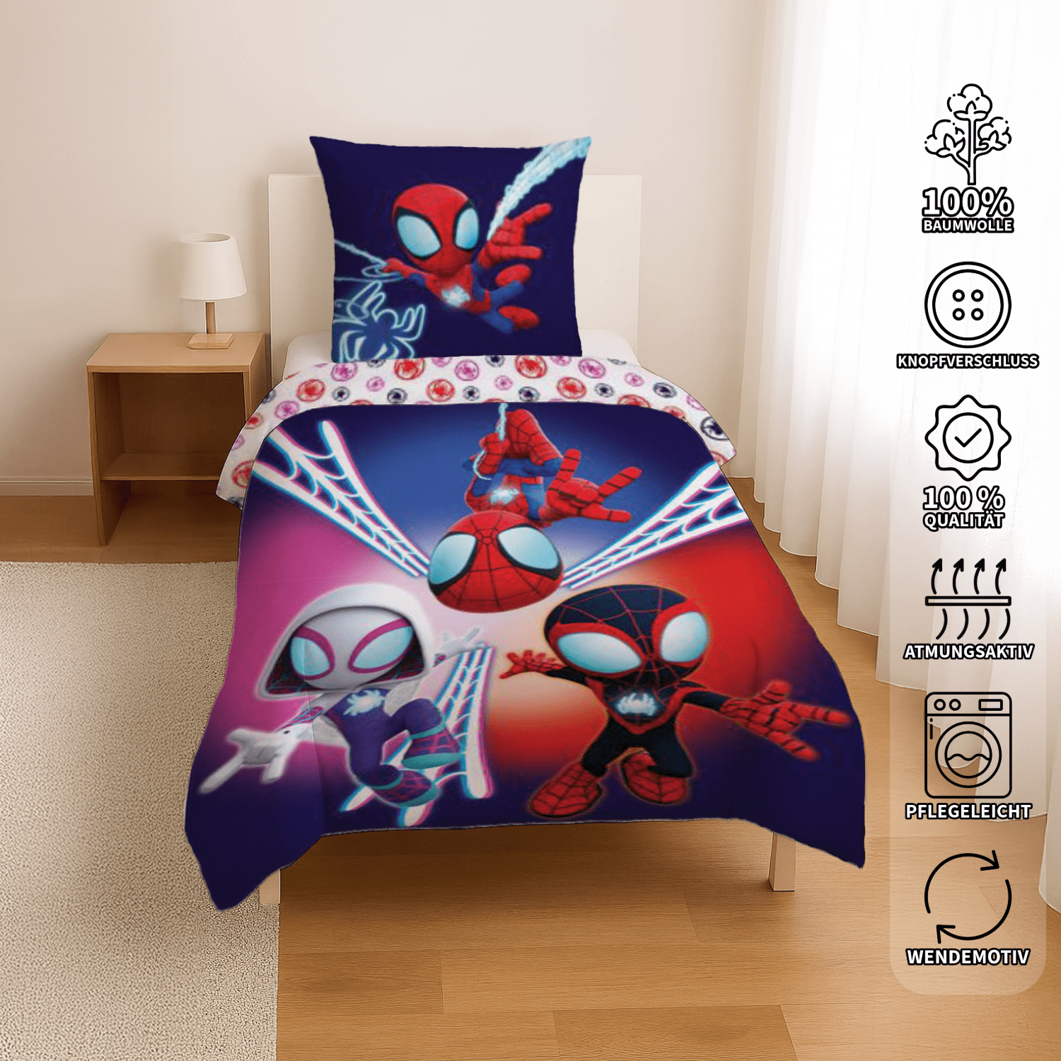 Spidey und seine Super-Freunde Bettwäsche-Set 135x200cm 80x80cm