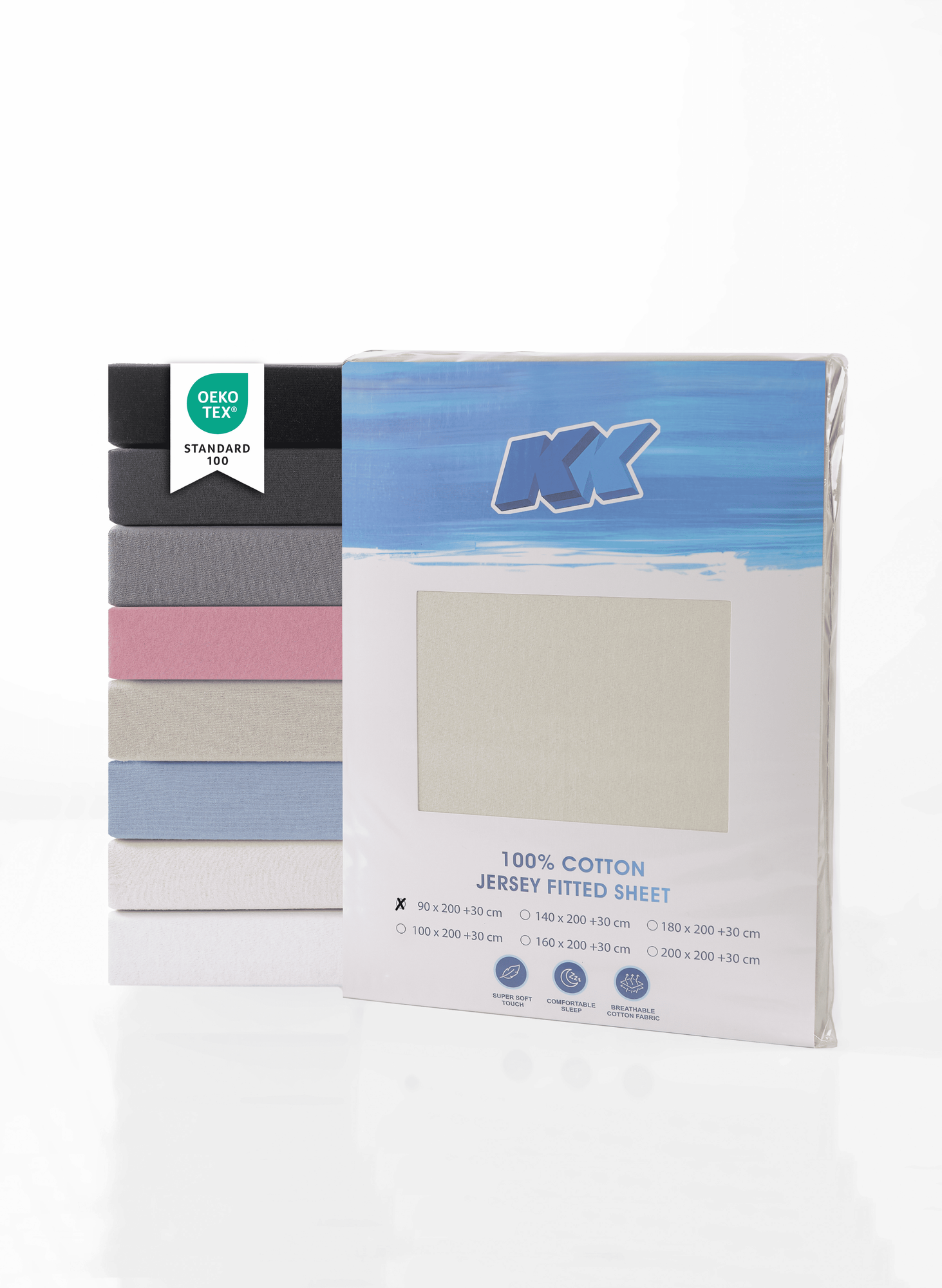 Jersey Spannbettlaken Baumwolle 90x200+30 cm, diverse Farben