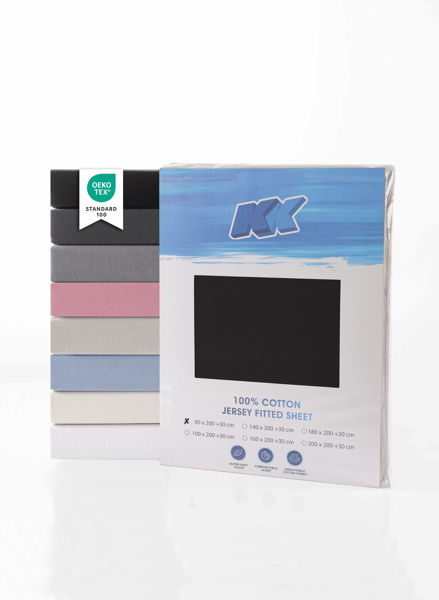 Jersey Spannbettlaken Baumwolle 90x200+30 cm, diverse Farben