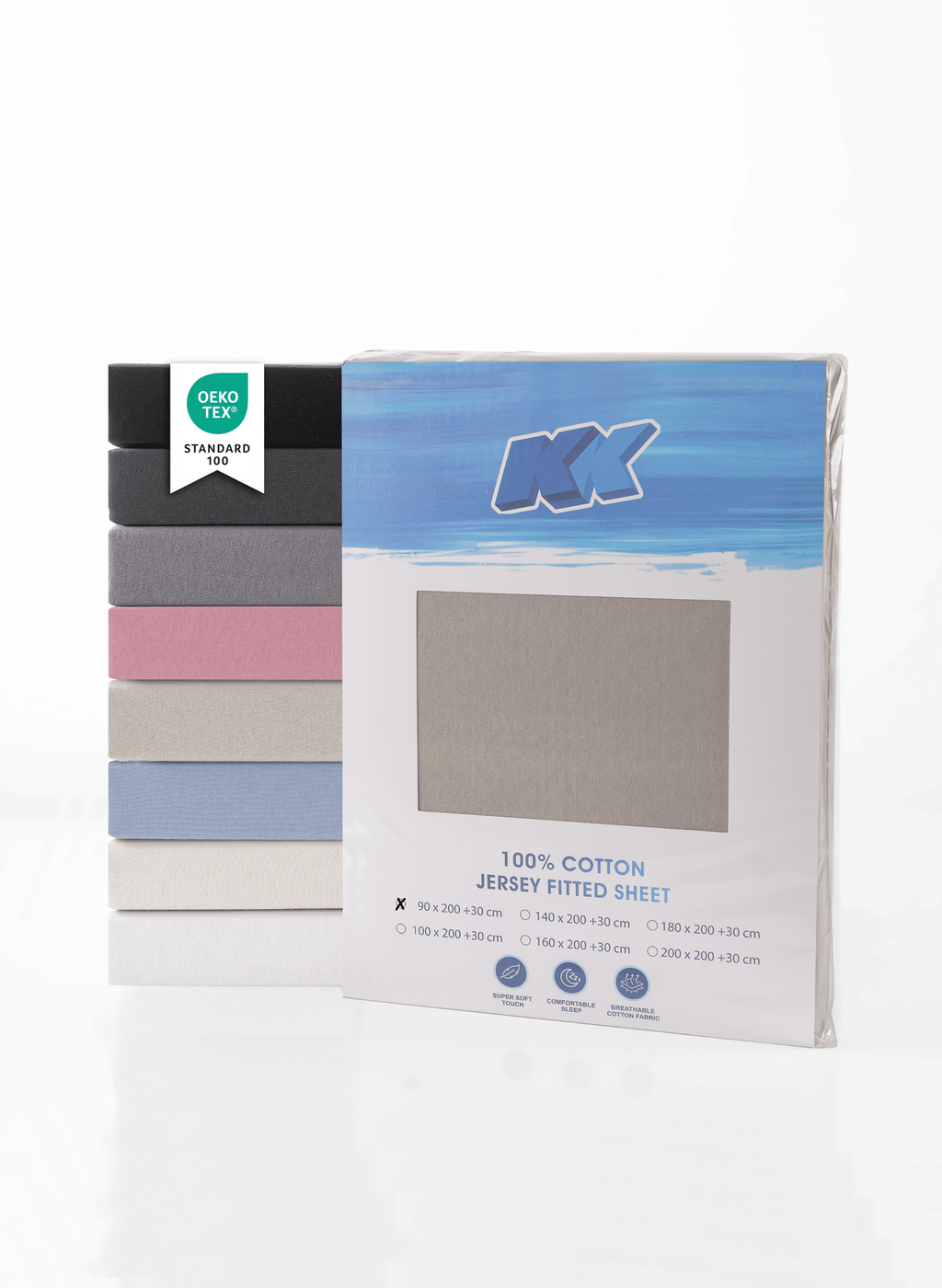 Jersey Spannbettlaken Baumwolle 90x200+30 cm, diverse Farben