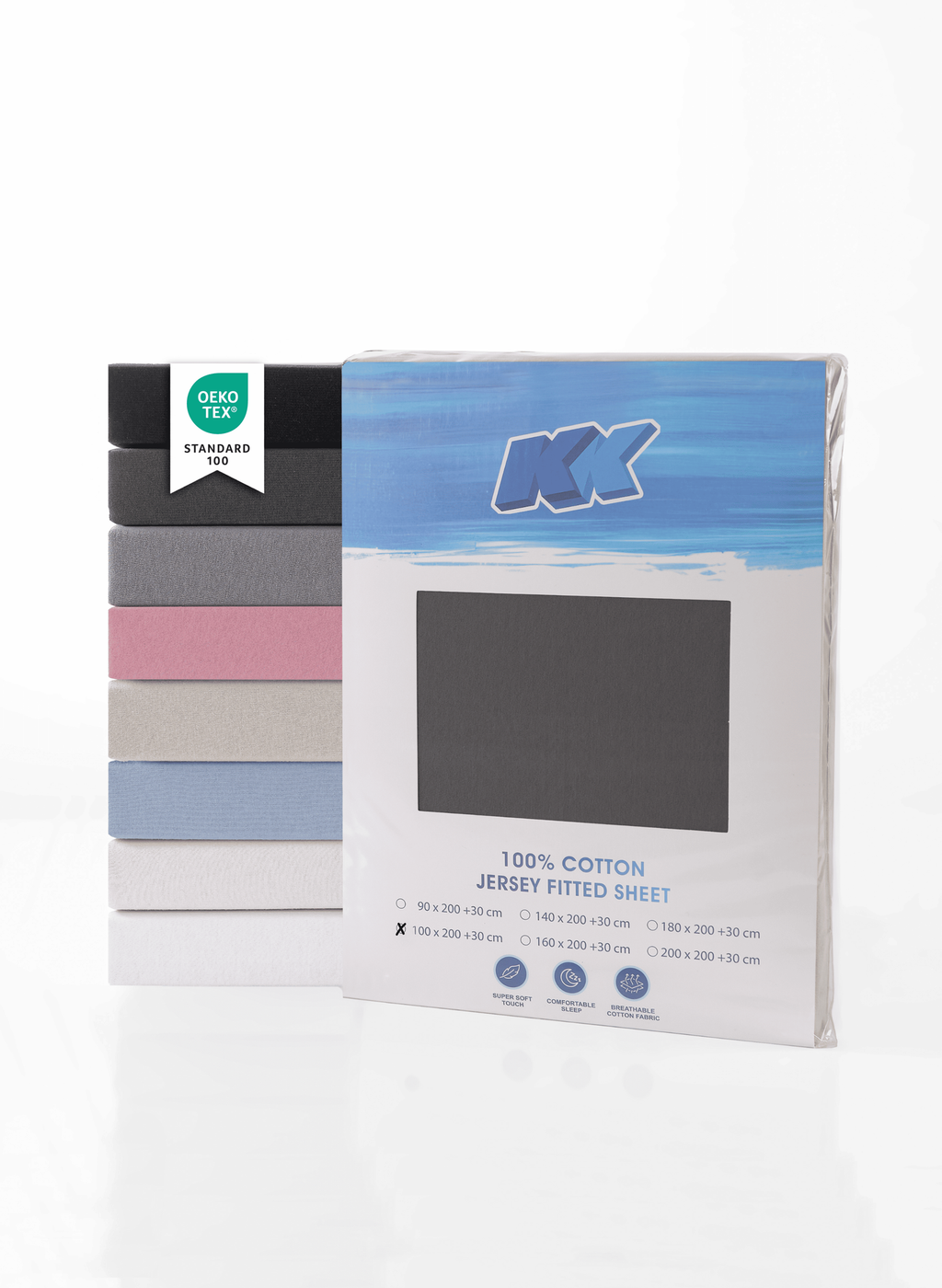 Jersey Spannbettlaken Baumwolle 100x200+30 cm, diverse Farben