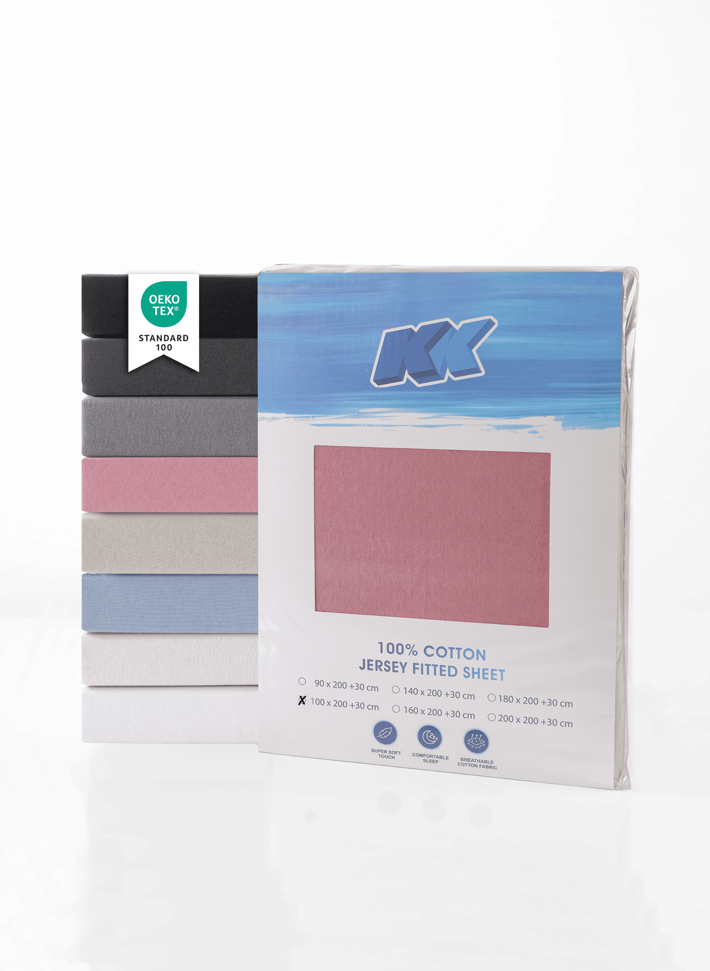 Jersey Spannbettlaken Baumwolle 100x200+30 cm, diverse Farben