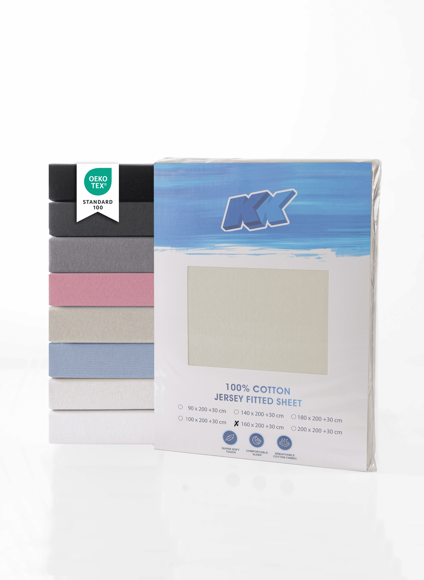 Jersey Spannbettlaken Baumwolle 160x200+30 cm, diverse Farben