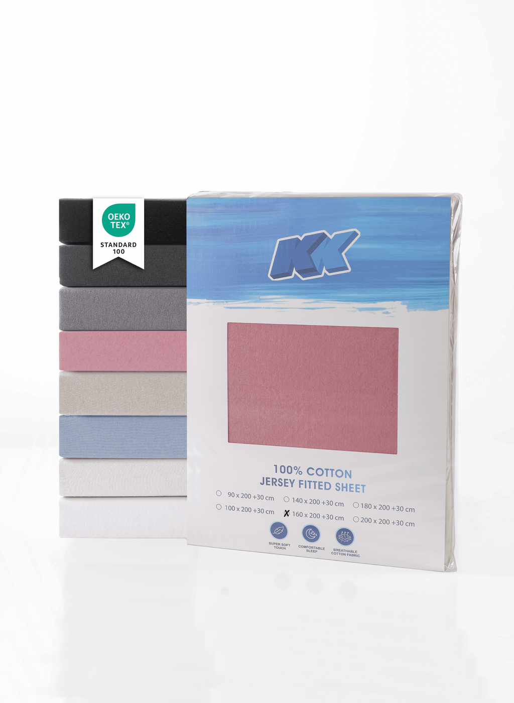 Jersey Spannbettlaken Baumwolle 160x200+30 cm, diverse Farben