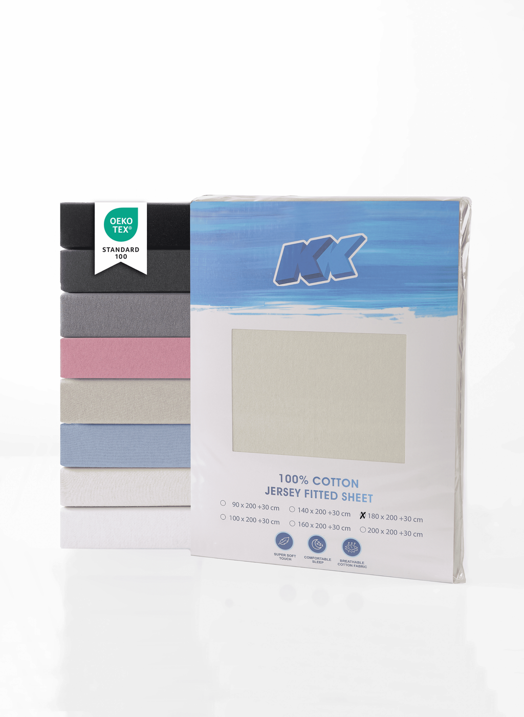 Jersey Spannbettlaken Baumwolle 180x200+30 cm, diverse Farben
