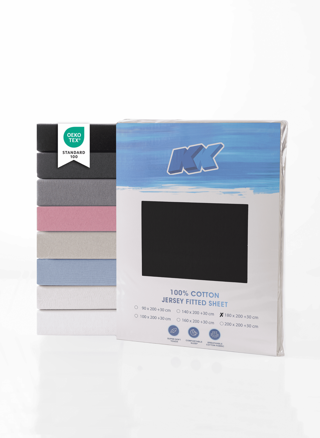 Jersey Spannbettlaken Baumwolle 180x200+30 cm, diverse Farben