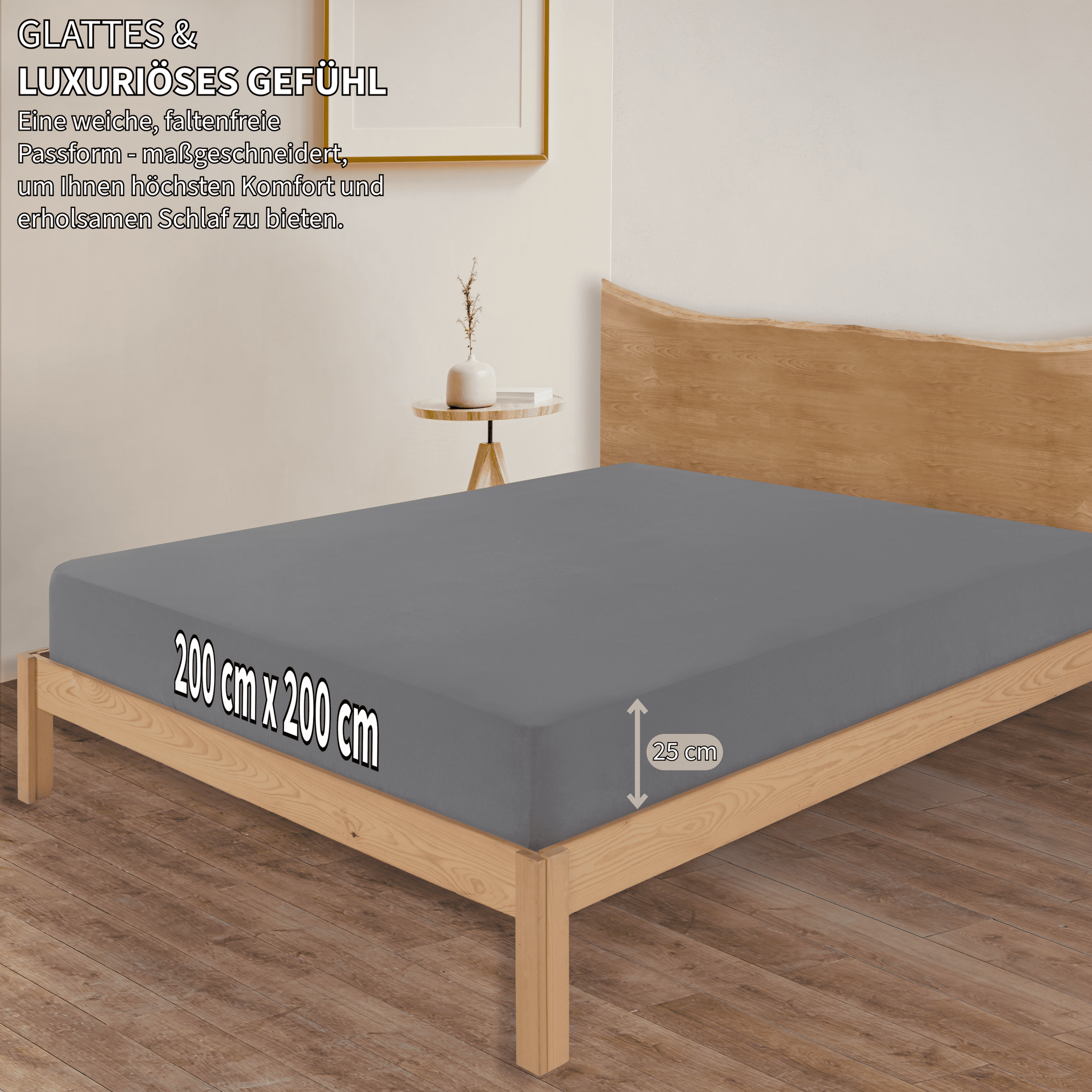 Jersey Spannbettlaken Baumwolle 200x200+30 cm, diverse Farben