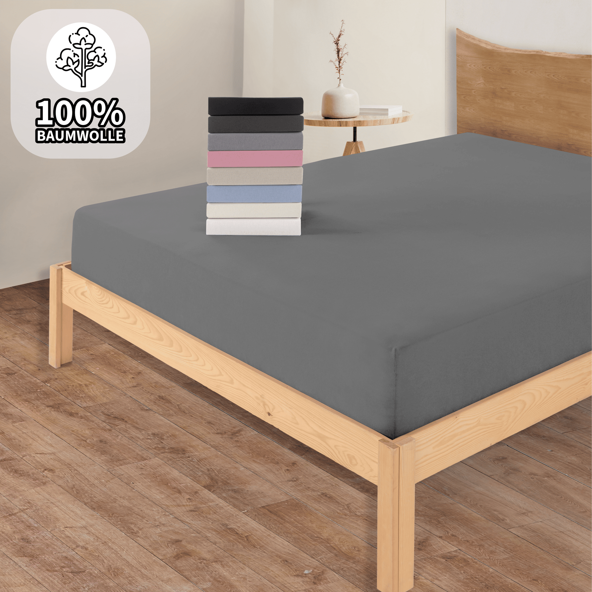 Jersey Spannbettlaken Baumwolle 200x200+30 cm, diverse Farben