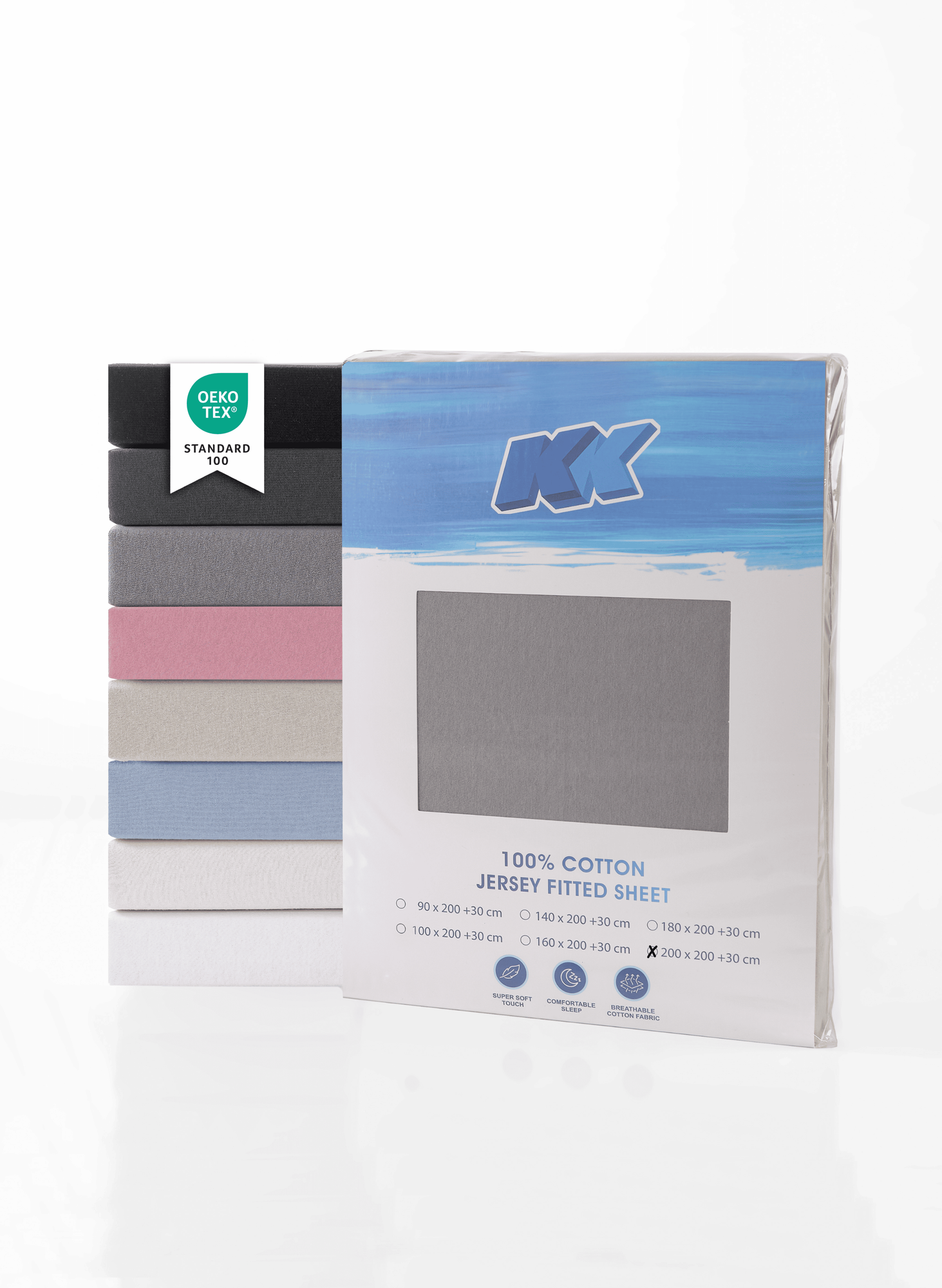 Jersey Spannbettlaken Baumwolle 200x200+30 cm, diverse Farben
