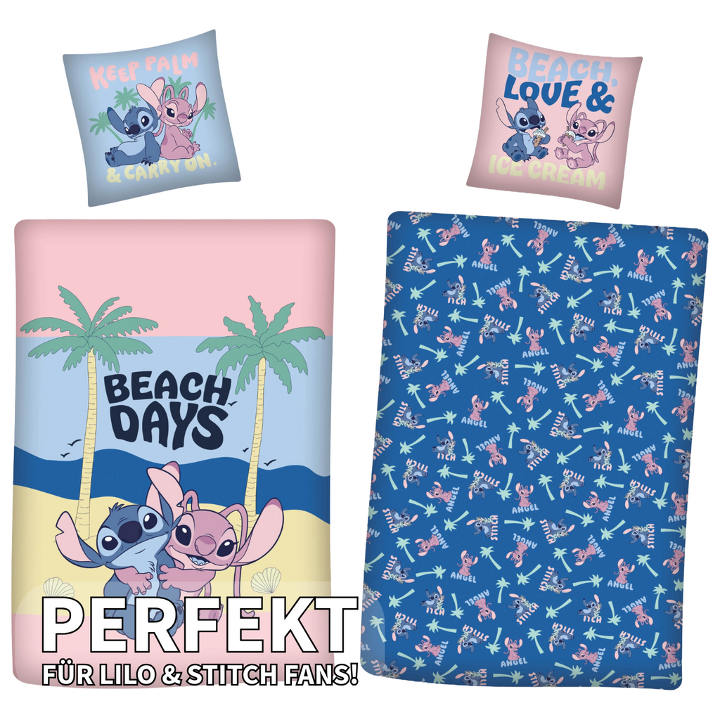 Disney Lilo & Stitch Bettwäsche Set Beach Days 135x200cm/80x80cm