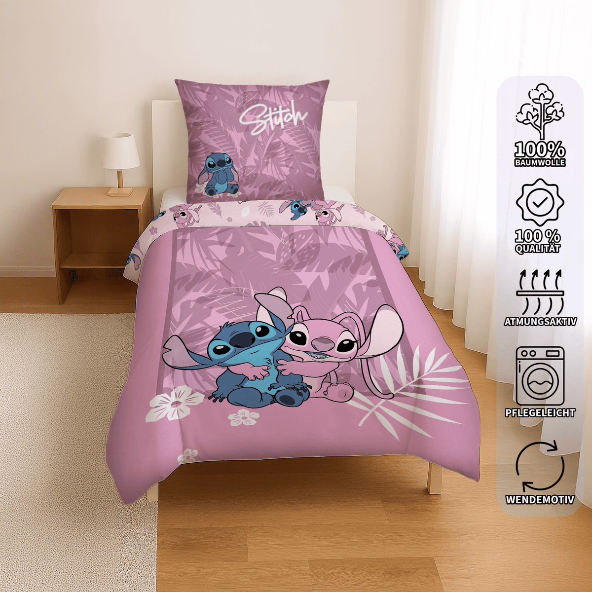 Disney Lilo und Stitch Flanell Wende Bettwäsche 2tlg 135 x 200 cm