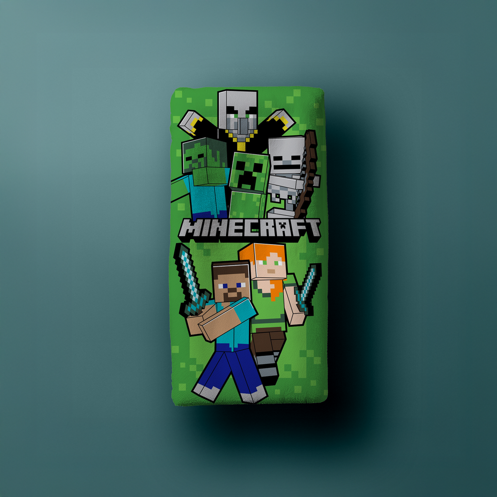 Minecraft Steve und Mobs Duschtuch Badetuch Strandtuch 70 x 140cm