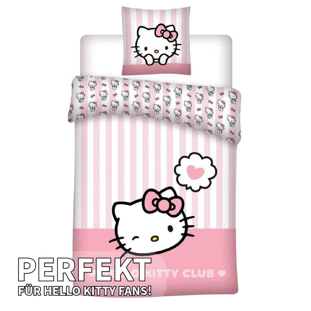 Hello Kitty Club Wende Bettwäsche Set 2tlg 135 x 200 cm / 80 x 80 cm