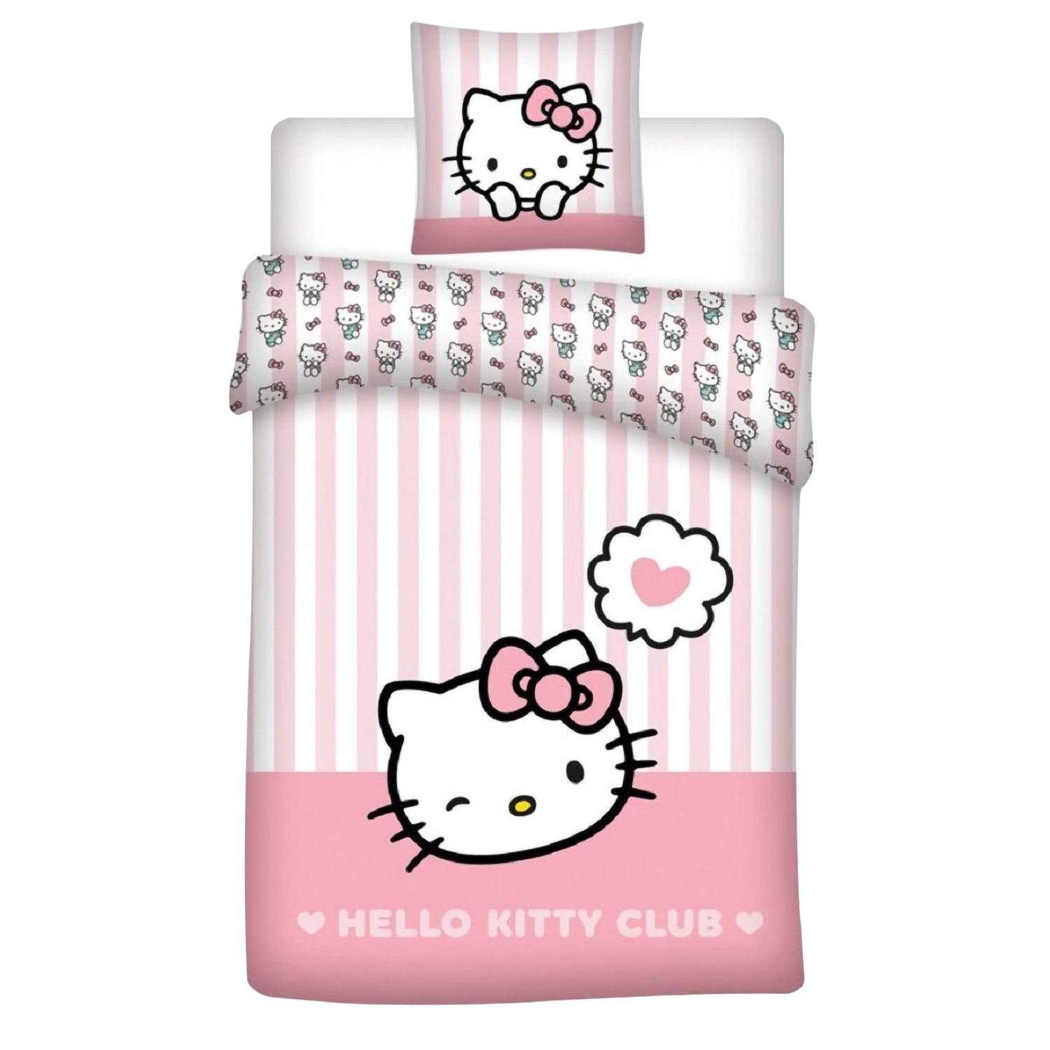 Hello Kitty Club Wende Bettwäsche Set 2tlg 135 x 200 cm / 80 x 80 cm
