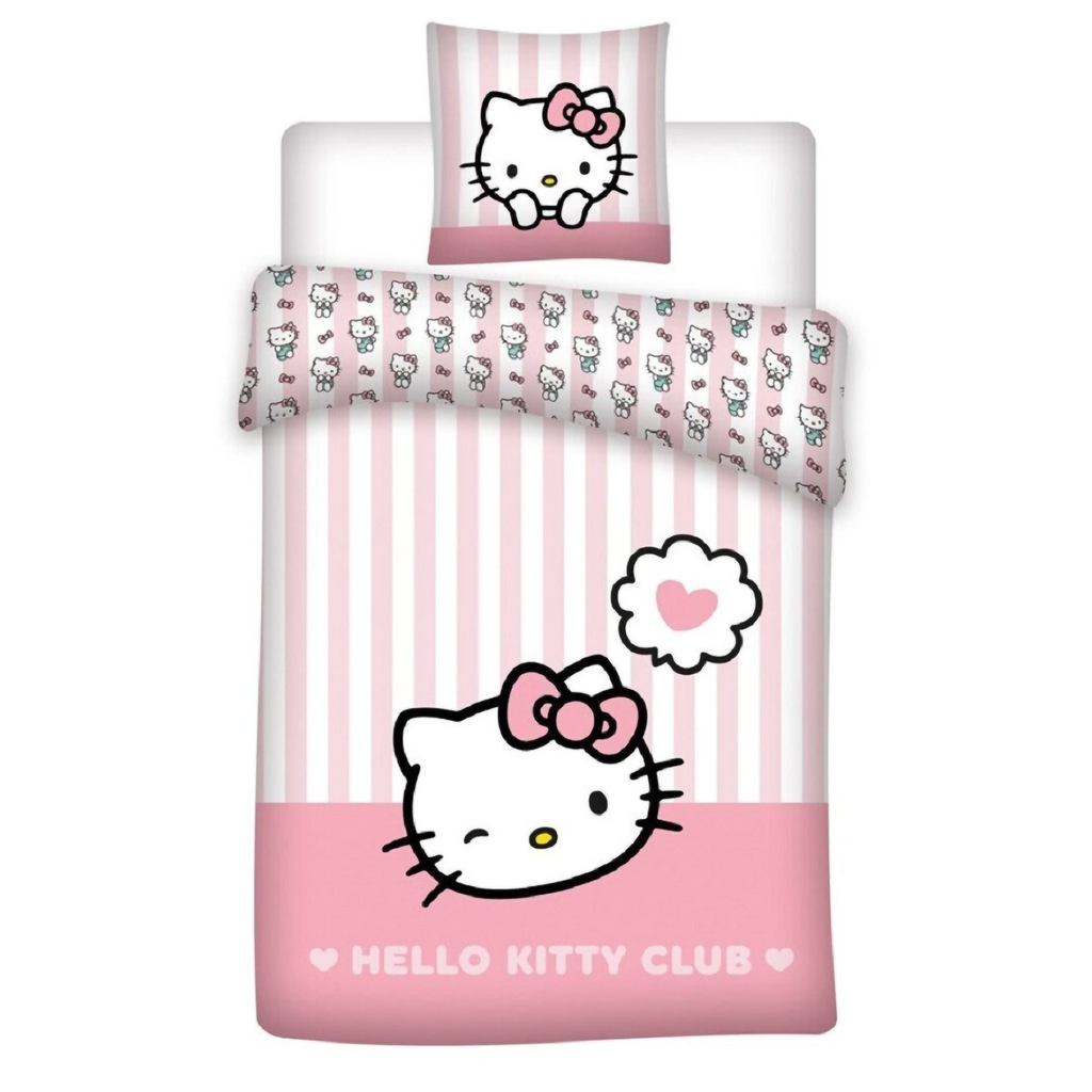 Hello Kitty Club Wende Bettwäsche Set 2tlg 135 x 200 cm / 80 x 80 cm