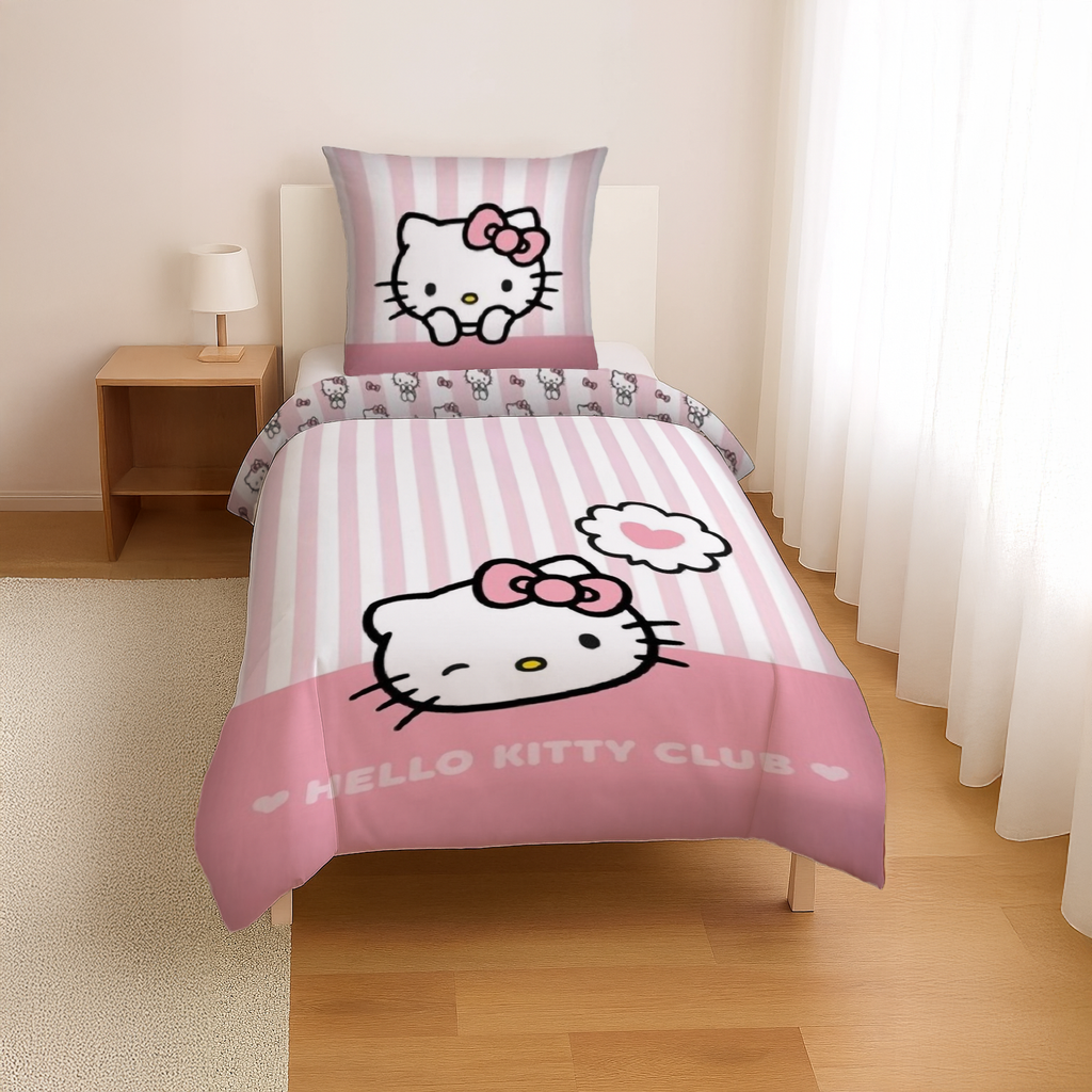 Hello Kitty Club Wende Bettwäsche Set 2tlg 135 x 200 cm / 80 x 80 cm