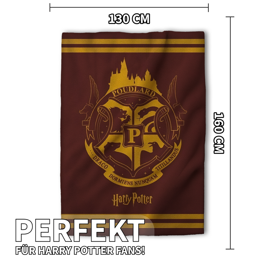 Harry Potter Hogwarts Wappen Flauschdecke Wohndecke 130 x 160 cm