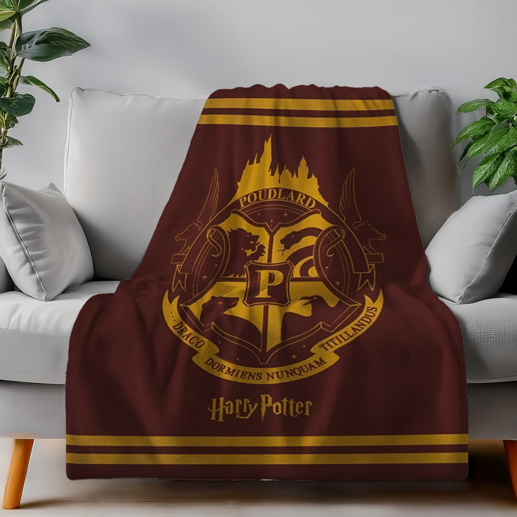 Harry Potter Hogwarts Wappen Flauschdecke Wohndecke 130 x 160 cm