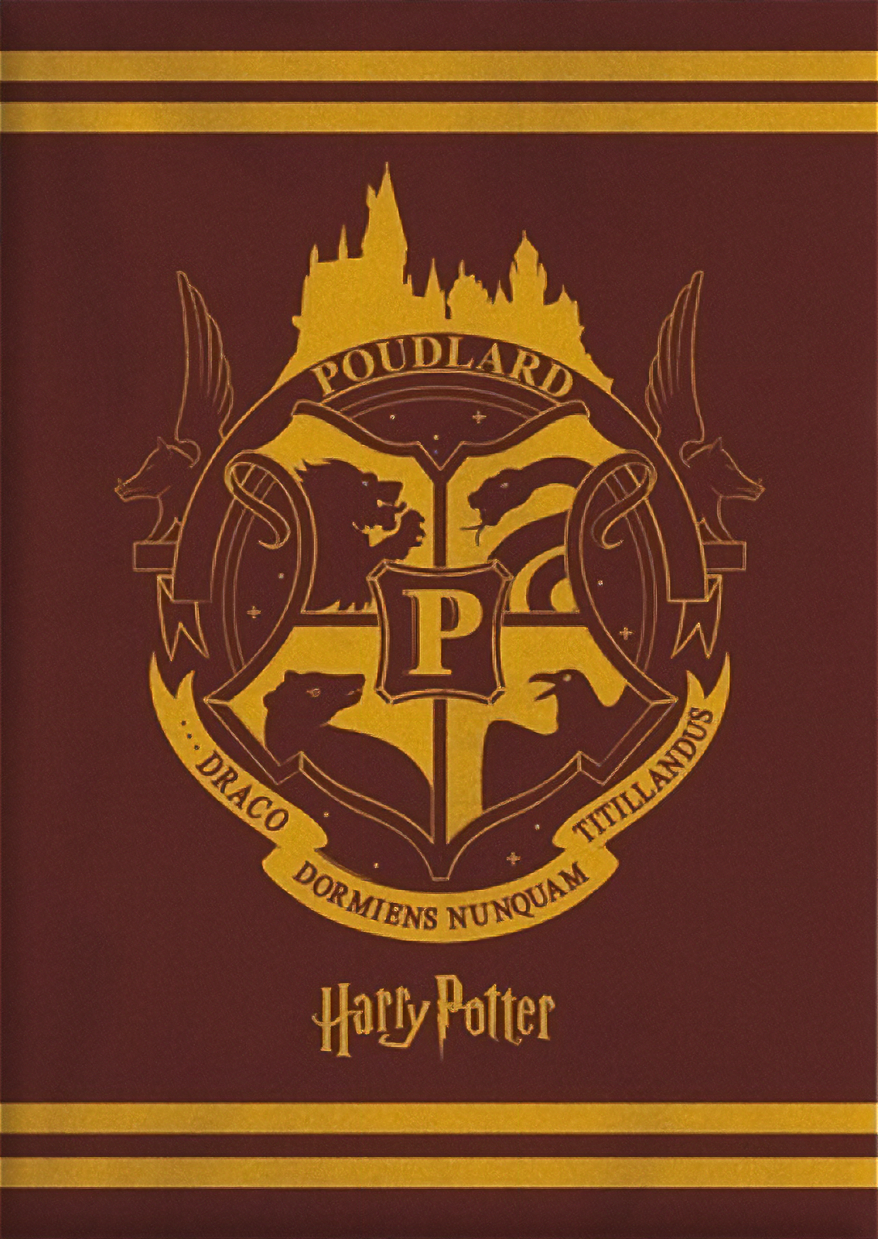 Harry Potter Hogwarts Wappen Flauschdecke Wohndecke 130 x 160 cm
