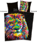 Mako satin bed linen set Bureau Artistique lion 155 x 220 cm