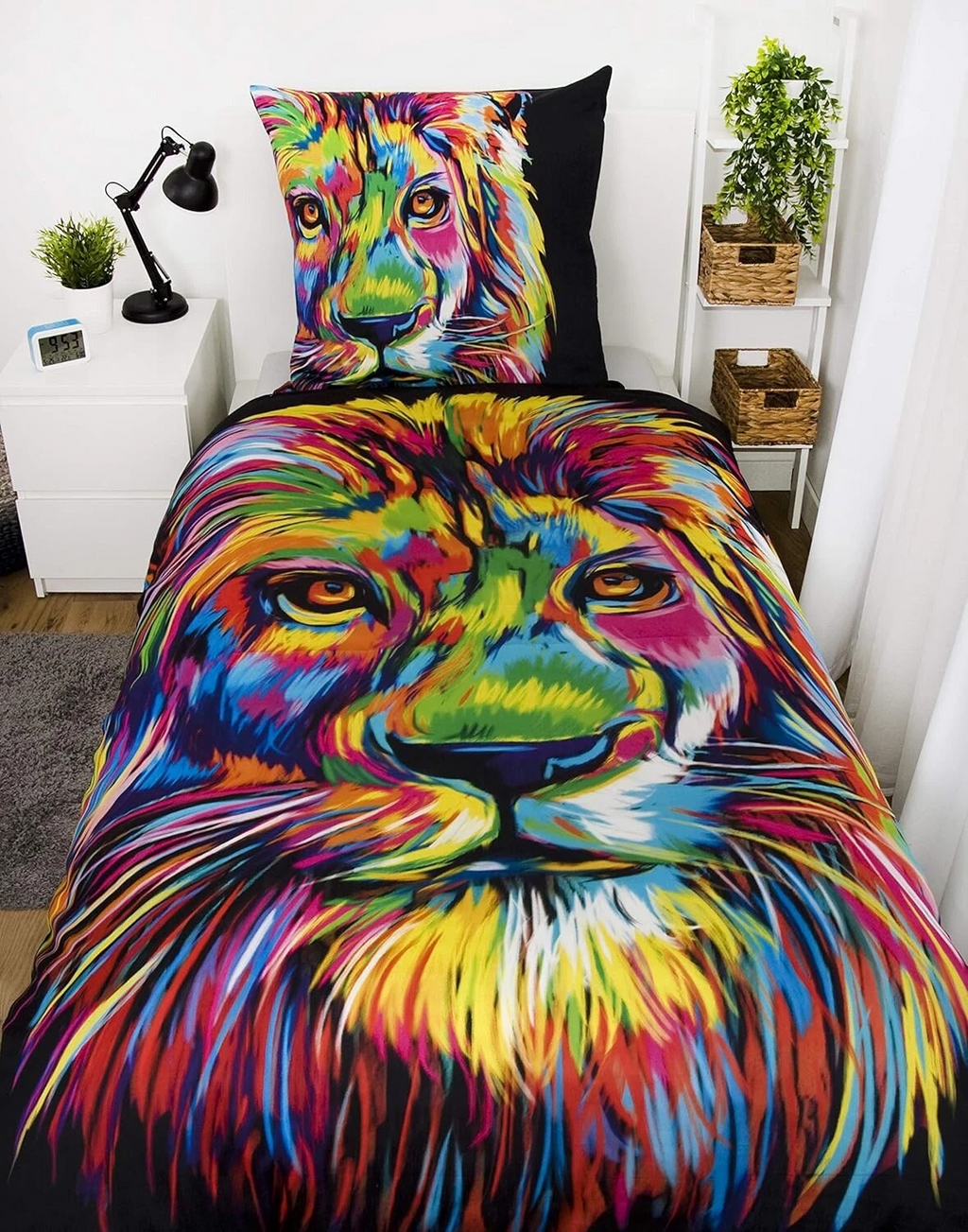 Mako satin bed linen set Bureau Artistique lion 155 x 220 cm
