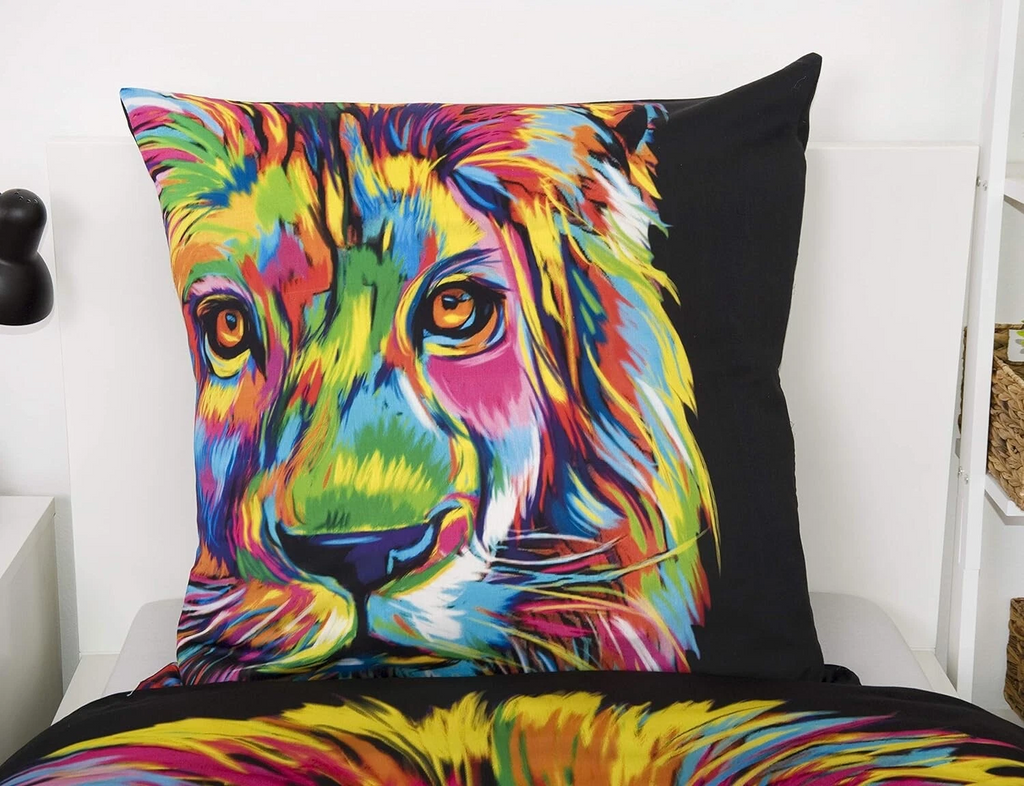 Mako satin bed linen set Bureau Artistique lion 155 x 220 cm