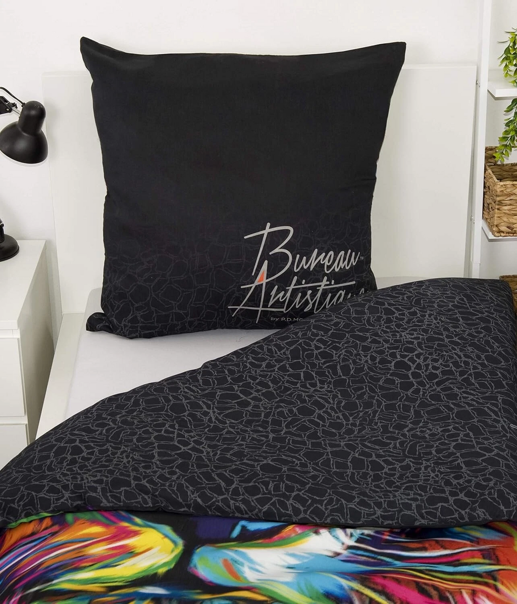 Mako satin bed linen set Bureau Artistique lion 155 x 220 cm