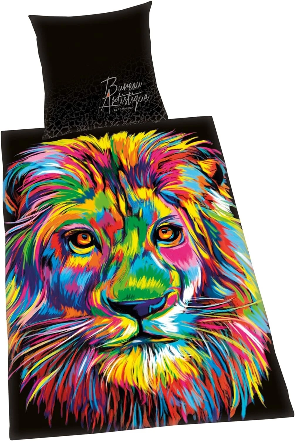 Mako satin bed linen set Bureau Artistique lion 155 x 220 cm