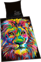 Mako satin bed linen set Bureau Artistique lion 155 x 220 cm