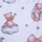 Babybettwäsche Set Teddy im Mond „Ribbon“ 100x135 cm 100% Baumwolle Nahaufnahme von den Teddys