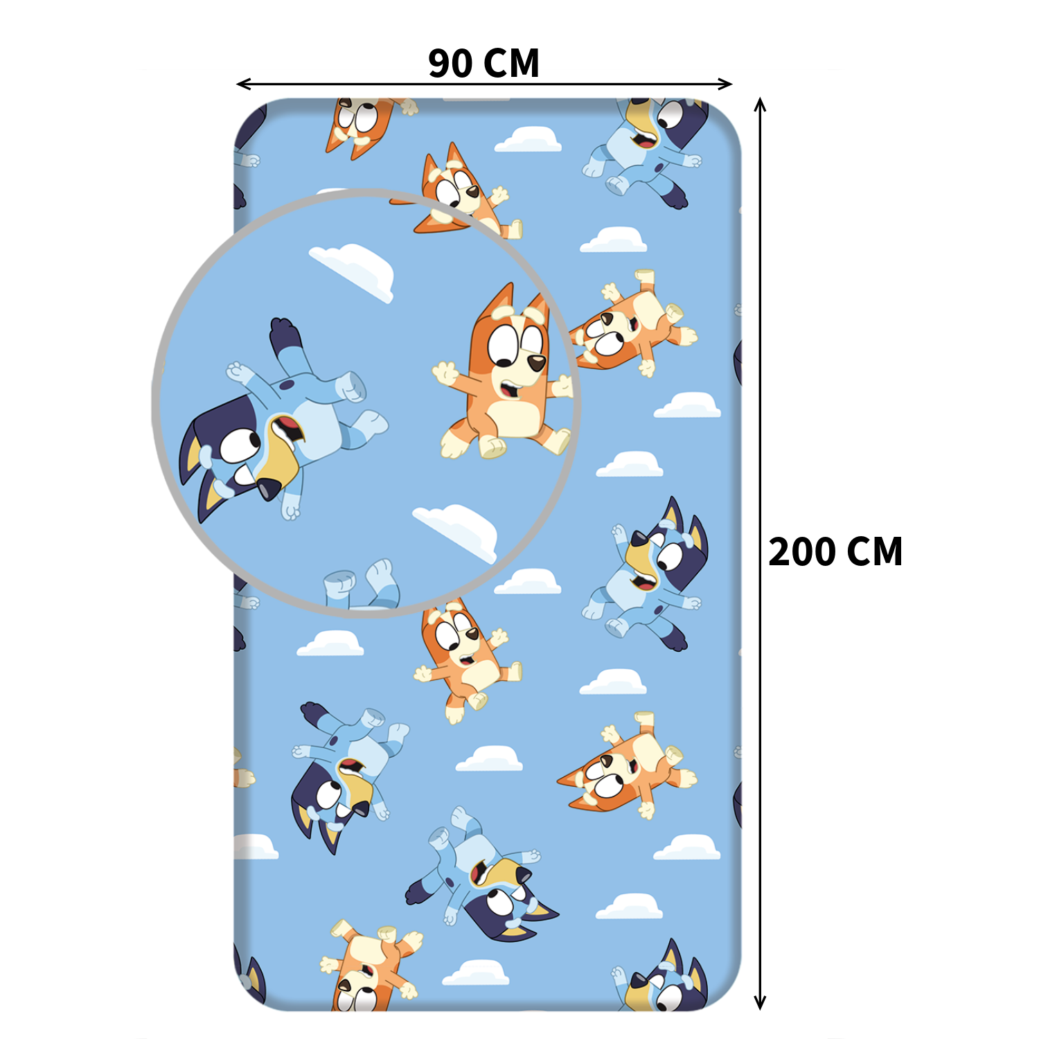 Bluey & Bingo Spannbettlaken 90 x 200 + 25 cm 100% Baumwolle