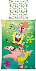SpongeBob Wende Bettwäsche Set 2 tlg. 135x200 cm 80x80cm Baumwolle