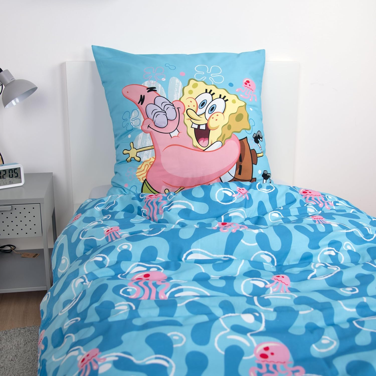 SpongeBob Wende Bettwäsche Set 2 tlg. 135x200 cm 80x80cm Baumwolle