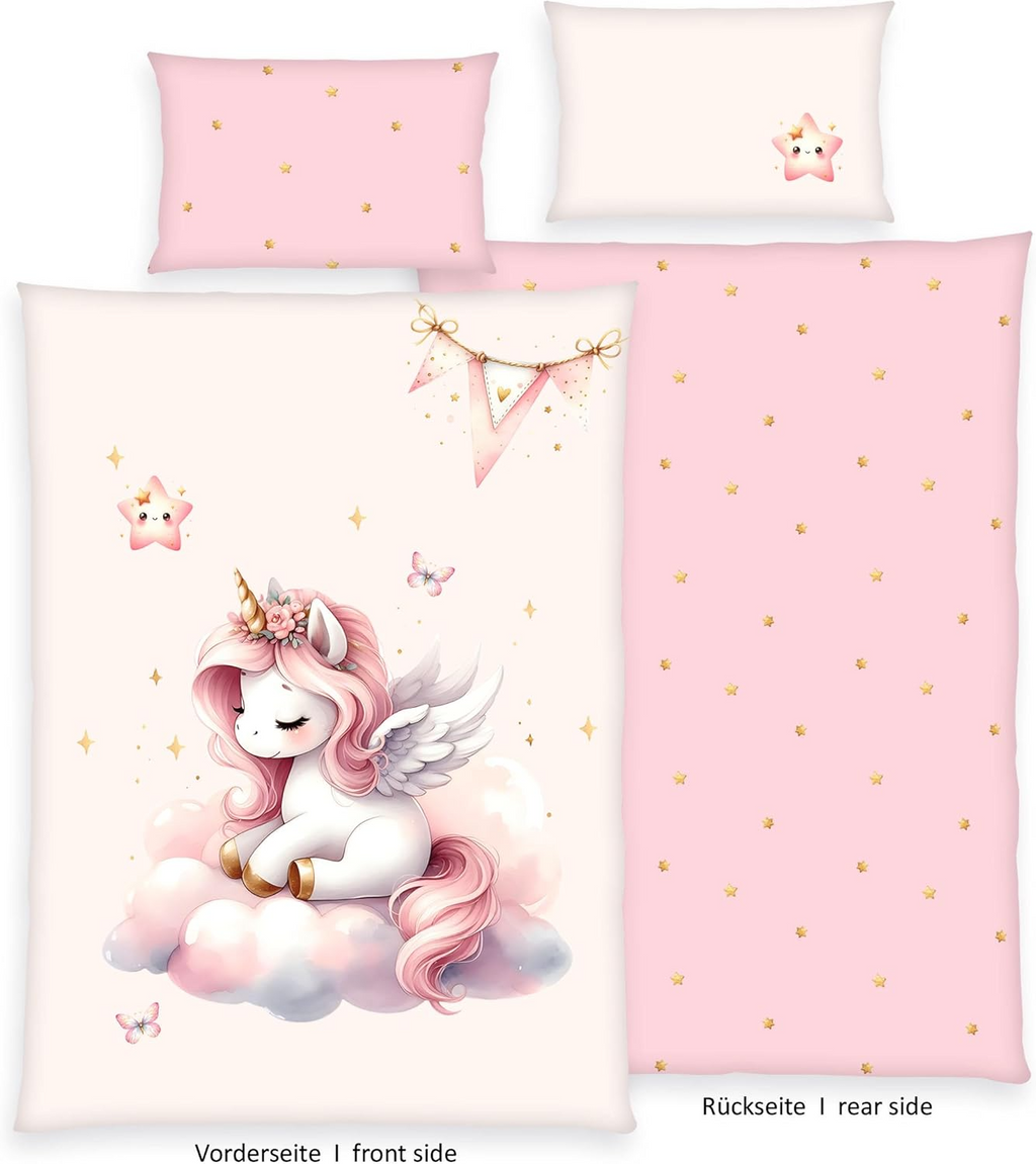 Herding Einhornzauber Baby Bettwäsche Einhorn 100 x 135 cm Baumwolle