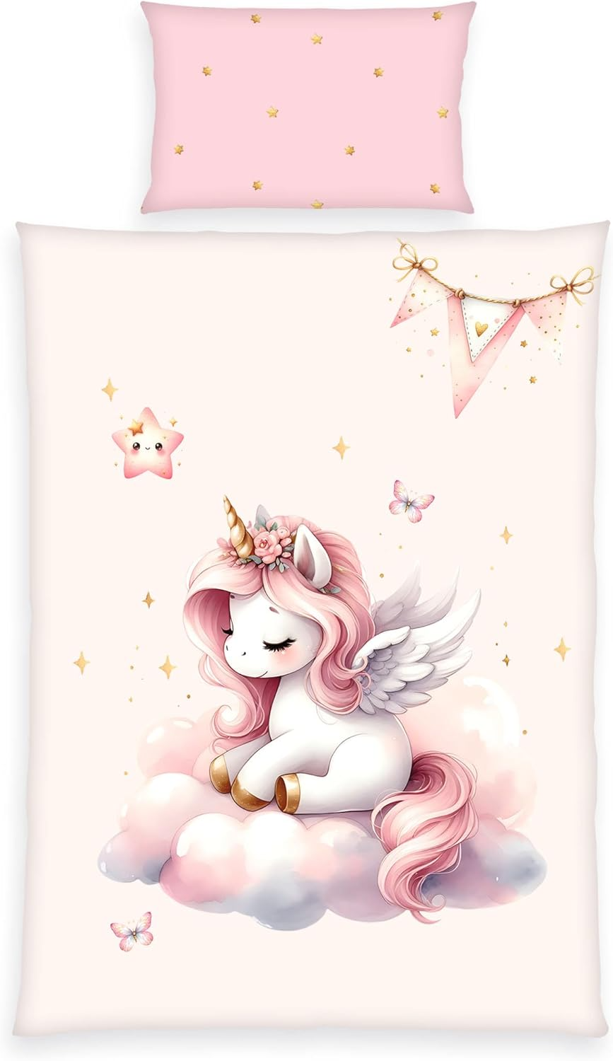 Herding Einhornzauber Baby Bettwäsche Einhorn 100 x 135 cm Baumwolle