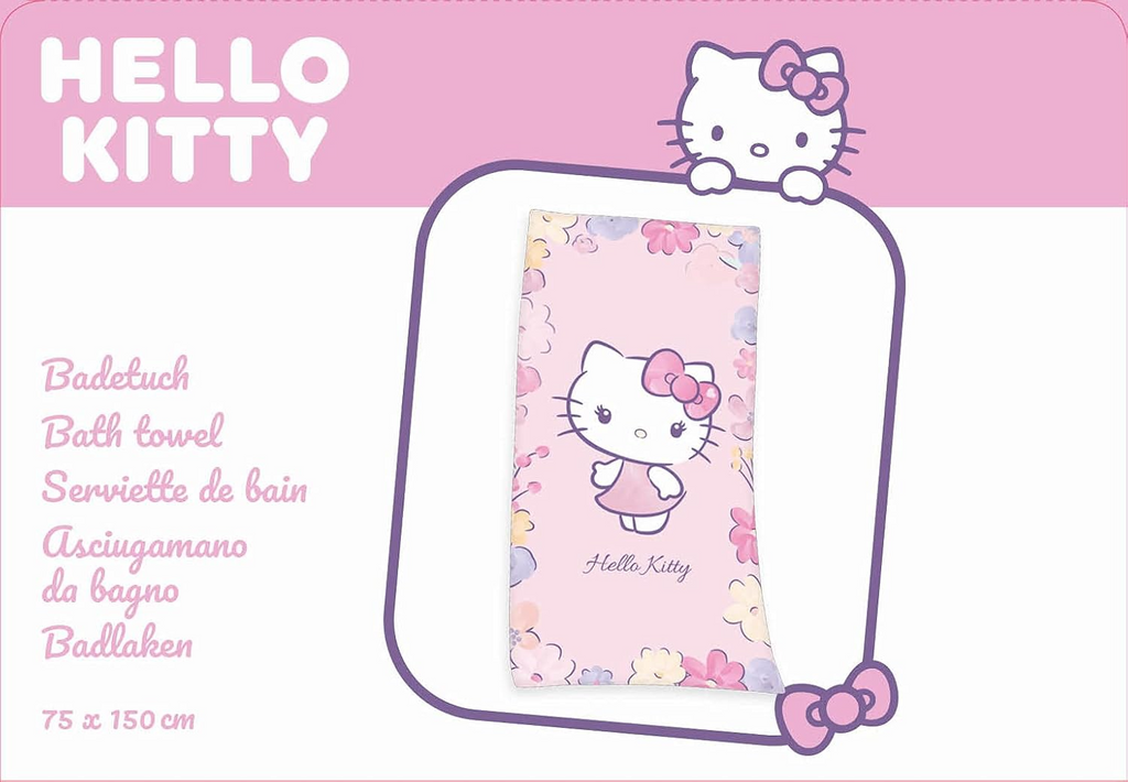 Hello Kitty Velourstuch Badetuch Strandtuch 75 x 150 cm Baumwolle