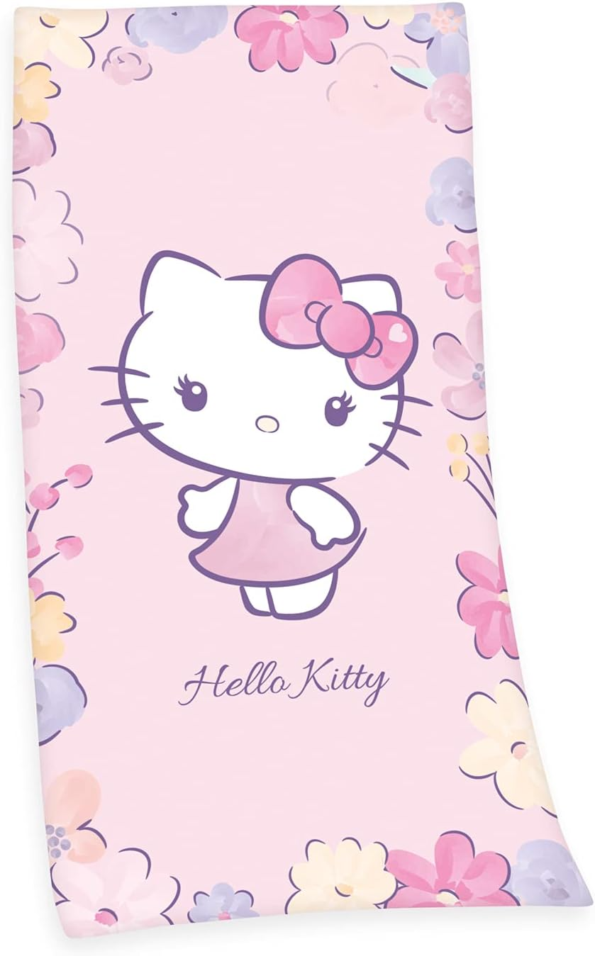 Hello Kitty Velourstuch Badetuch Strandtuch 75 x 150 cm Baumwolle
