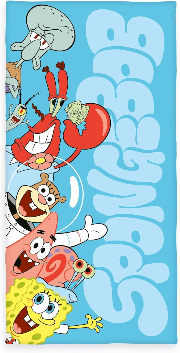 SpongeBob Velour Towel Bath Towel Beach Towel 75 x 150 cm 100% Cotton